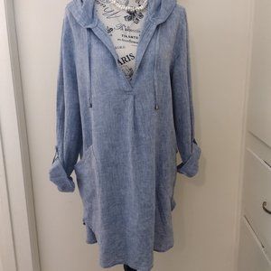 FORCYNTHIA Beachwear Linen Blend Patch Pocket Tunic Size XL